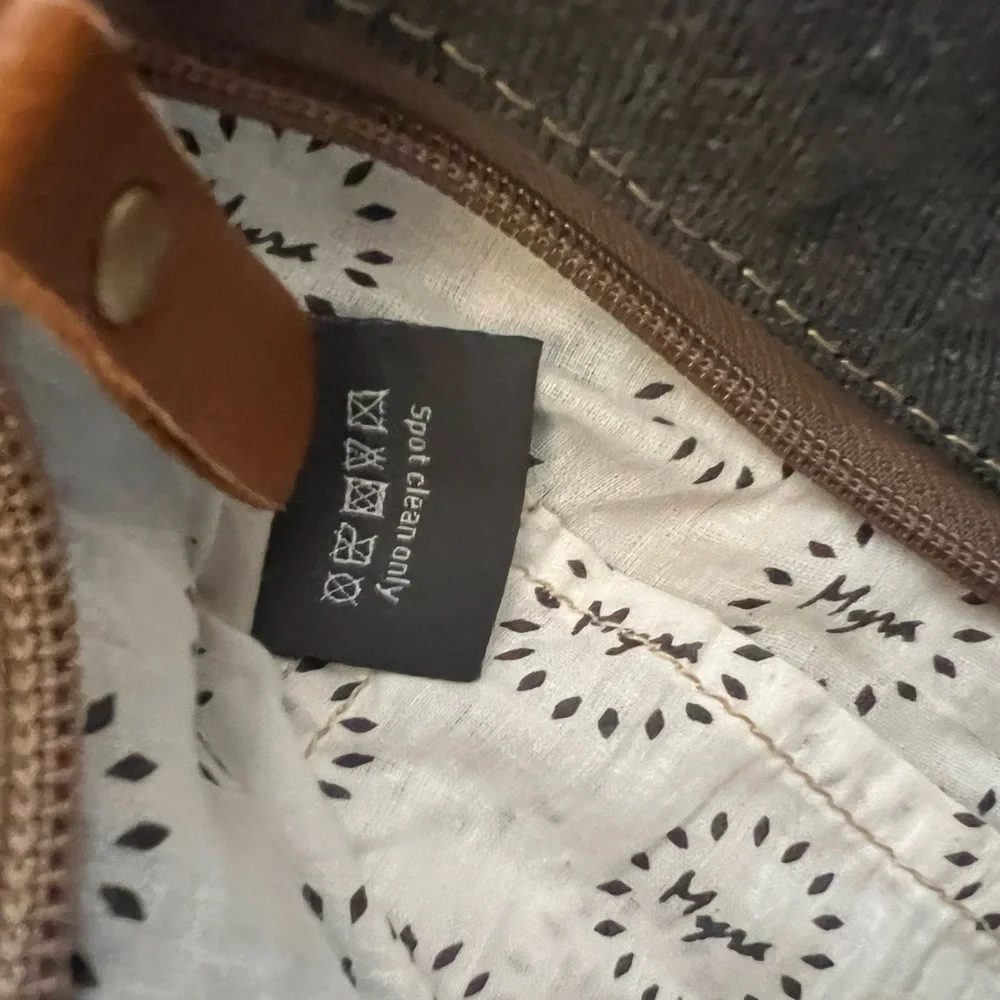 Myra Bag Tan and Blue Patterned Tote Isabela tote Western style 16x18 - Picture 10 of 12